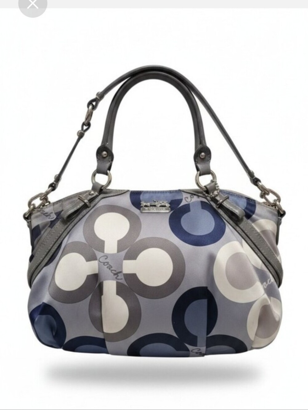 Coach Madison Clover Sophia Blue Gray Graphic Signature Satchel  Shoulder Bag